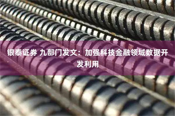 银泰证券 九部门发文：加强科技金融领域数据开发利用